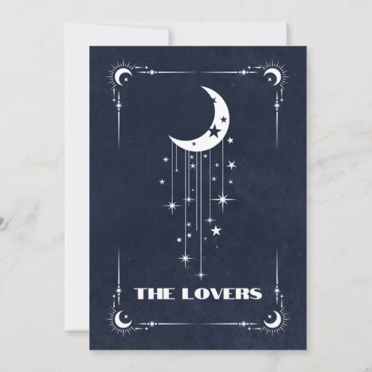 Navy Blue Tarot De Geliefden Trouwen Save The Date (Achterkant)