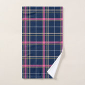 Navy Blue Tartan geplakt met roze witte beige Bad Handdoek (Handdoek)