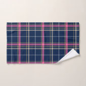 Navy Blue Tartan geplakt met roze witte beige Bad Handdoek (Handdoek)