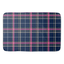Navy Blue Tartan geplakt met roze witte beige Badmat