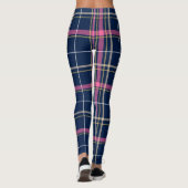 Navy Blue Tartan met roze streep Leggings (Achterkant)