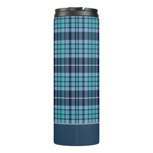 Navy Blue Tartan Plaid Pattern Thermosbeker (Achterkant)