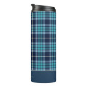 Navy Blue Tartan Plaid Pattern Thermosbeker (Geroteerd rechts)