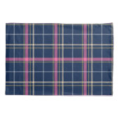 Navy Blue Tartan Plaid Roze Wit Gele Lijnen Kussensloop (Achterkant)