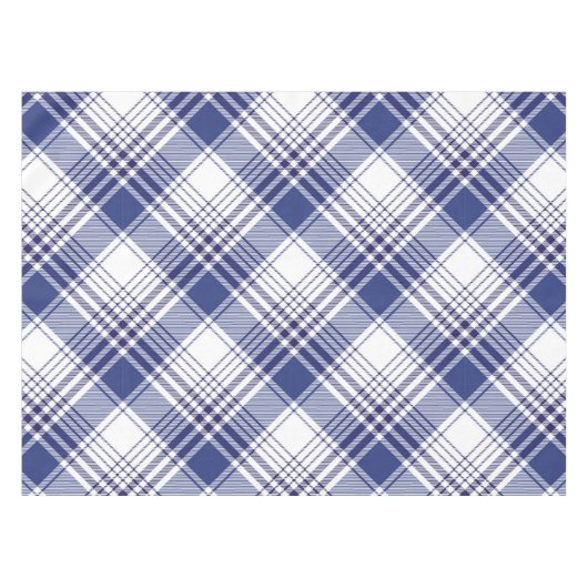 Navy Blue Tartan Pset Argyle Pattern Tafelkleed (Voorkant (Horizontaal))