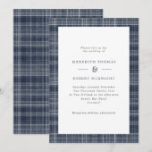 Navy Blue Tartan Schotse winterbruiloft Kaart (Voorkant / Achterkant)