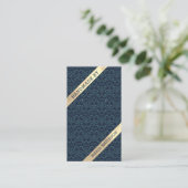 Navy Blue Teal Damast Patroon Oorbellen Displaykaa Visitekaartje (Staand voorkant)