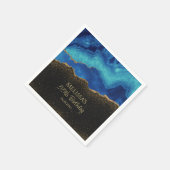 Navy Blue Teal Gold Glitter Abstract Watercolor  Servet (Hoek)