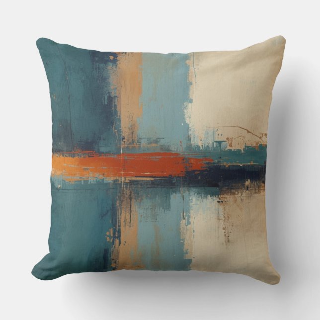 Navy Blue Teal Red Modern Rustic Abstract Design Kussen (Voorkant)