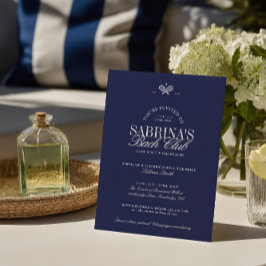 Navy Blue Tennis Bachelorette Party Uitnodiging