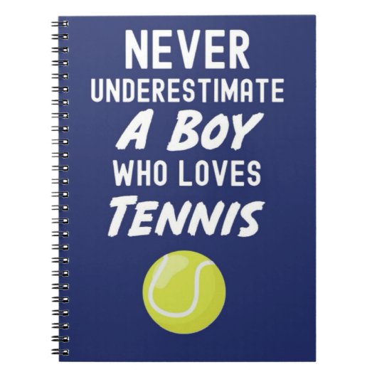 Navy Blue Tennis Cadeaus Voor Jongens Kinder Spele Notitieboek (Voorkant)