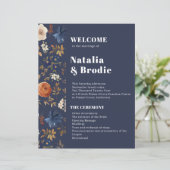 Navy Blue Terracotta Bohemian Wedding Programme (Staand voorkant)