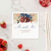 Navy Blue Terracotta Floral Pampas Grass Wedding Servet (Insitu)