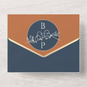 Navy Blue Terracotta Wedding All In One Uitnodiging (Achterkant)