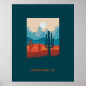 Navy Blue Terracotta-woestijn en Cactus-Poster Poster (Voorkant)