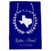 Navy Blue Texas Kaart Huwelijk Welkom Swag Medium Cadeauzakje (Voorkant)