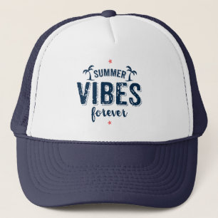 Navy Blue Text Design Summer Vibes Forever Trucker Pet