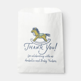 Navy Blue Thank You Rocking Horse Baby Shower Bedankzakje
