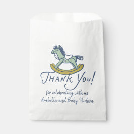 Navy Blue Thank You Rocking Horse Baby Shower Bedankzakje