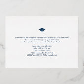 Navy Blue Three Photo Collage Afstuderen Folie Uitnodiging (Achterkant)