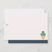 Navy Blue Timeless Cactus Stationery Note Card Kaart (Achterkant)