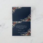 Navy Blue Tiny Wildflower Baby shower Bedankkaart (Binnen)