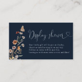 Navy Blue Tiny Wildflower Baby shower Display Informatiekaartje (Voorkant)