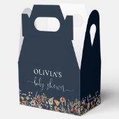 Navy Blue Tiny Wildflower Baby shower Favor Box Bedankdoosjes (Geopend)