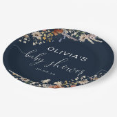 Navy Blue Tiny Wildflower Baby shower Papier Bord (Gekanteld)