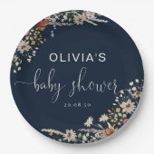 Navy Blue Tiny Wildflower Baby shower Papier Bord (Voorkant)