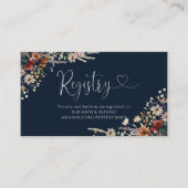 Navy Blue Tiny Wildflower Baby shower Registry Informatiekaartje (Voorkant)
