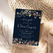 Navy Blue Tiny Wildflower Baby shower Uitnodiging