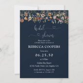 Navy Blue Tiny Wildflower Bridal Shower Uitnodigin Kaart (Voorkant)