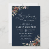 Navy Blue Tiny Wildflower Bridal Shower Uitnodigin Kaart (Voorkant)