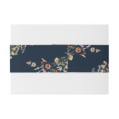 Navy Blue Tiny Wildflower Bruiloft Belly Band Uitnodigingen Wikkel (Achterkant Voorbeeld)