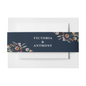 Navy Blue Tiny Wildflower Bruiloft Belly Band Uitnodigingen Wikkel (Voorkant Voorbeeld)