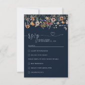 Navy Blue Tiny Wildflower bruiloft RSVP Kaart (Voorkant)