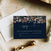 Navy Blue Tiny Wildflower bruiloft RSVP Kaart