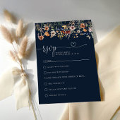 Navy Blue Tiny Wildflower bruiloft RSVP Kaart