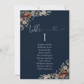 Navy Blue Tiny Wildflower Tafel Zitkaart Kaart (Voorkant)