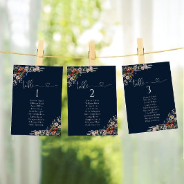 Navy Blue Tiny Wildflower Tafel Zitkaart Kaart
