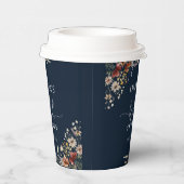 Navy Blue Tiny Wildflower Vrijgezellenfeest Papier Papieren Bekers (Rechts)