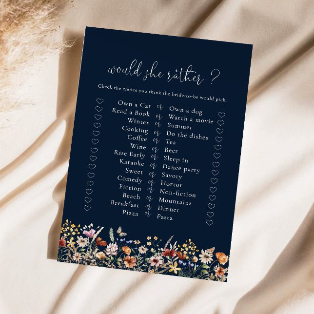 Navy Blue Tiny Wildflower Vrijgezellenfeest spel (Creator heeft geüpload)