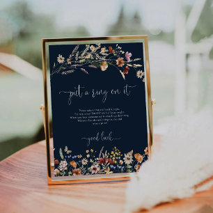Navy Blue Tiny Wildflower zet er een ring op Reclamebord Met Voetstuk