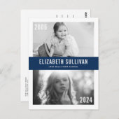 Navy Blue Toen en Nu Foto Collage Afstuderen Briefkaart (Voorkant / Achterkant)