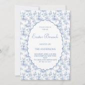Navy Blue  Toile Paasbrunch Kaart (Voorkant)
