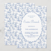 Navy Blue  Toile Paasbrunch Kaart (Voorkant / Achterkant)