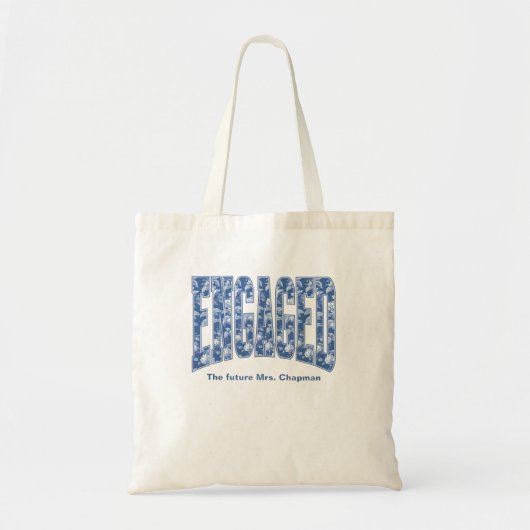 Navy Blue Toile Verloving Bruidsfeest Borrel Feest Tote Bag (Voorkant)