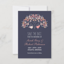 Navy Blue Tortelduifjes Flower Wedding Save the Da Date