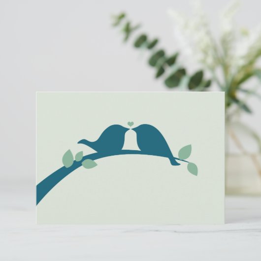 Navy Blue Tortelduifjes Wedding RSVP (Staand voorkant)